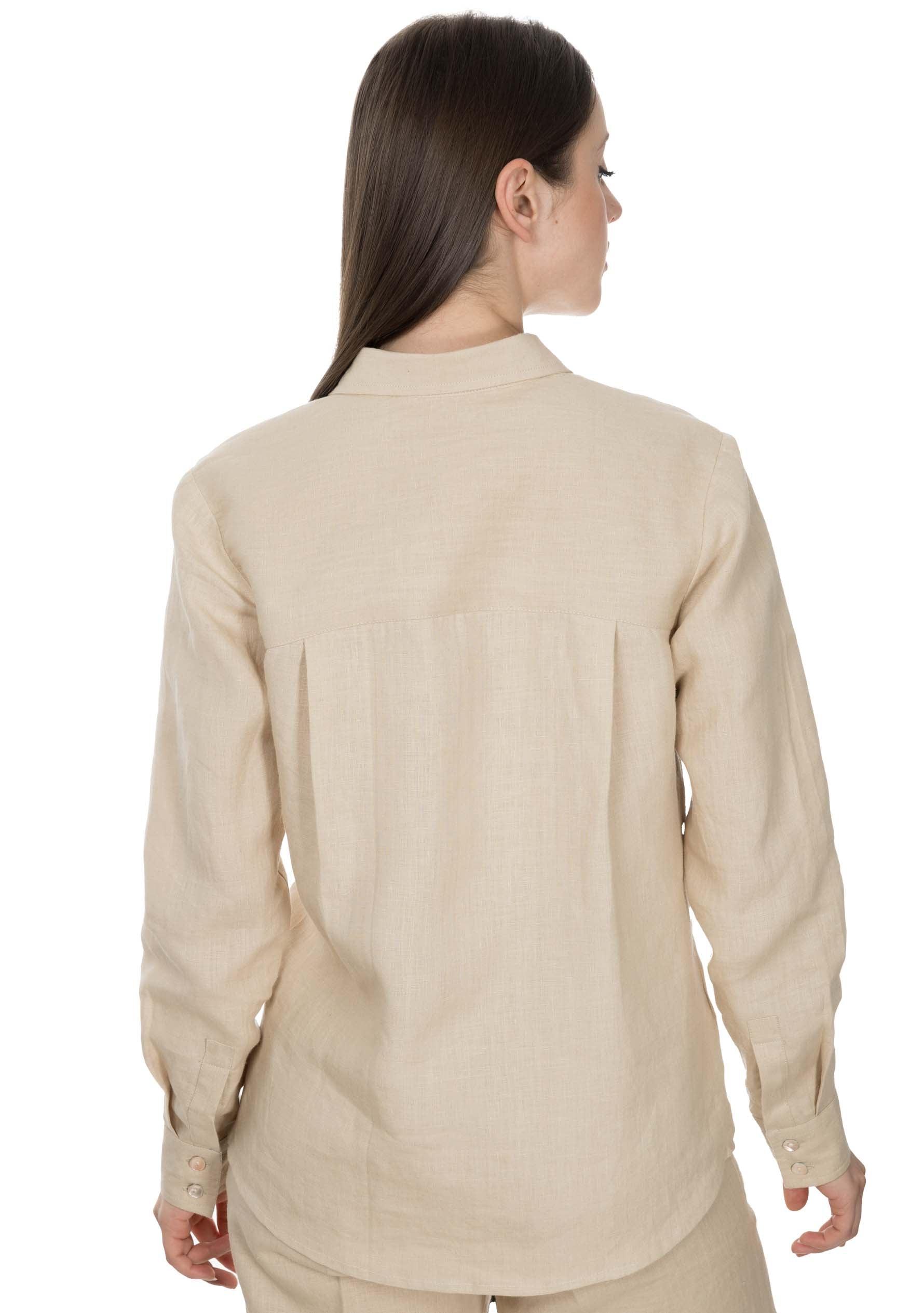 Regular Fit Linen Shirt for Women - Beige