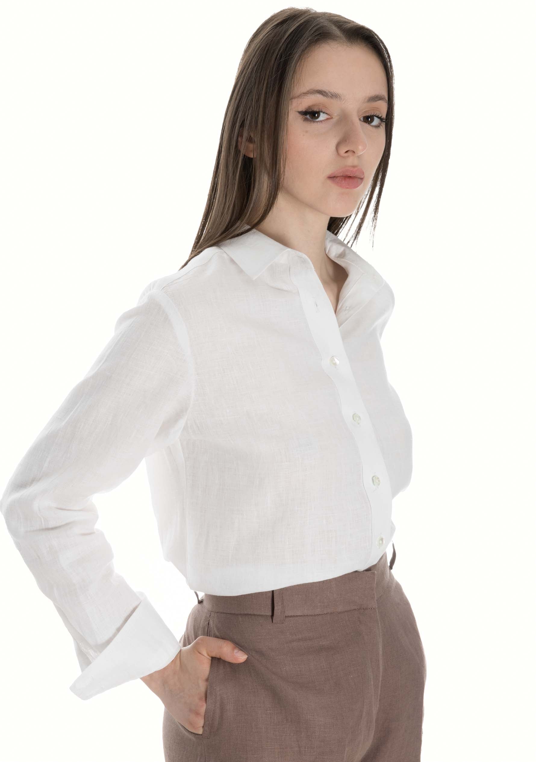 Regular Fit Linen shirt for Women - White