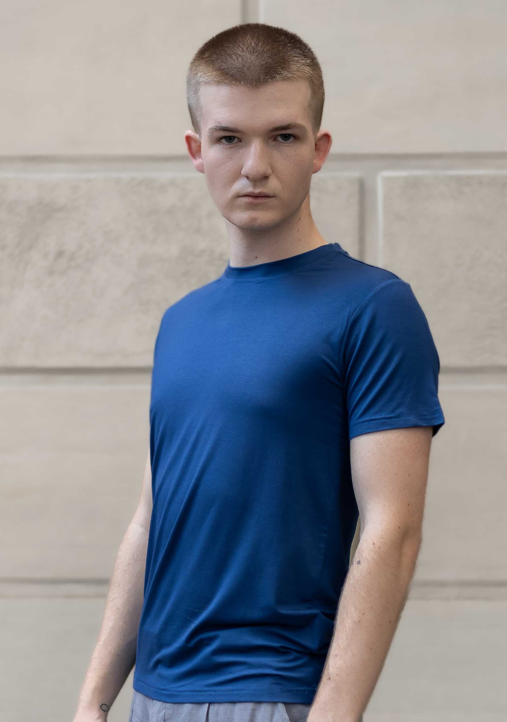 Blue, sustainable bamboo t-shirt round neck